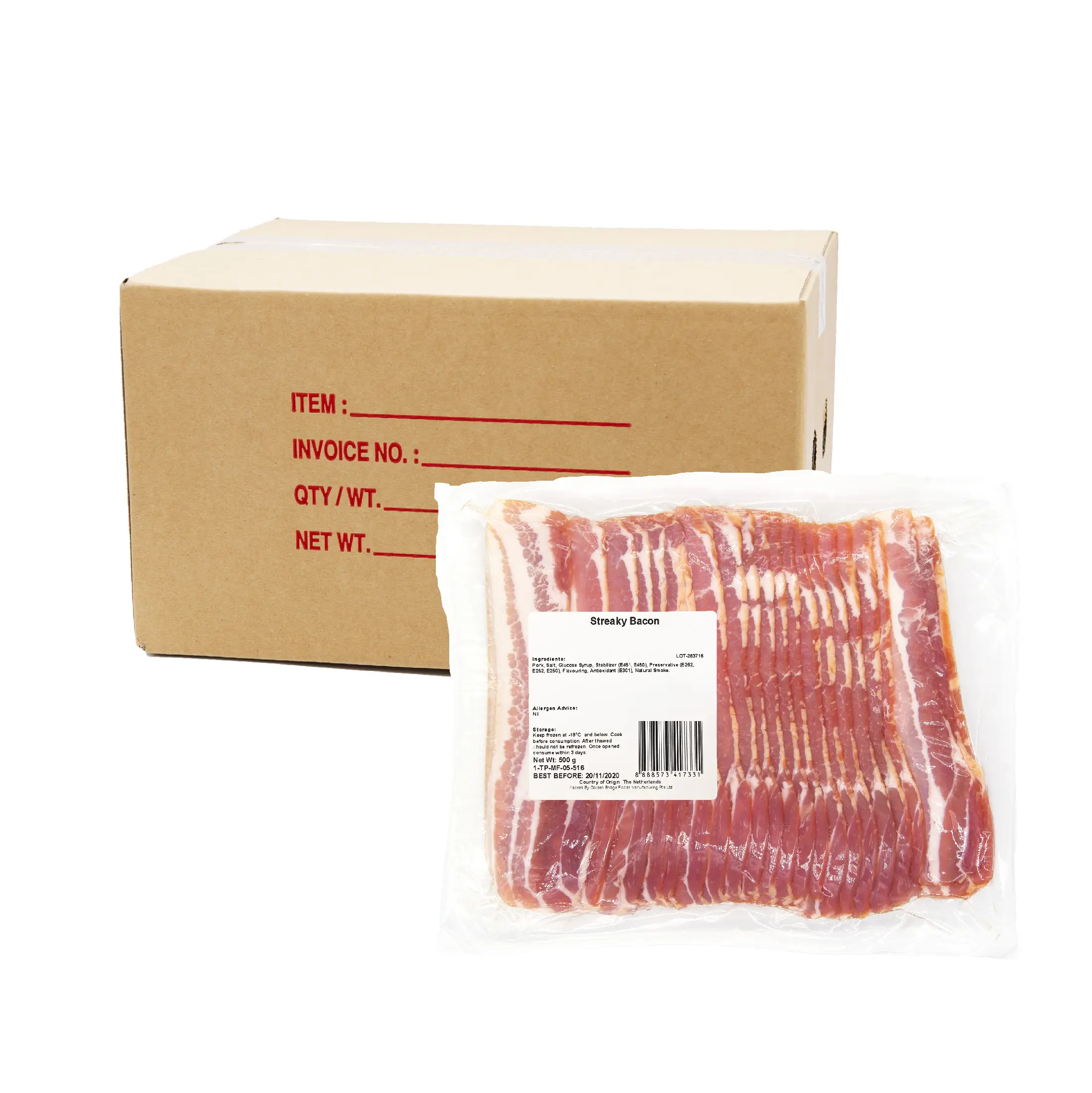 Kelly's Streaky / Back Bacon 500g Frozen