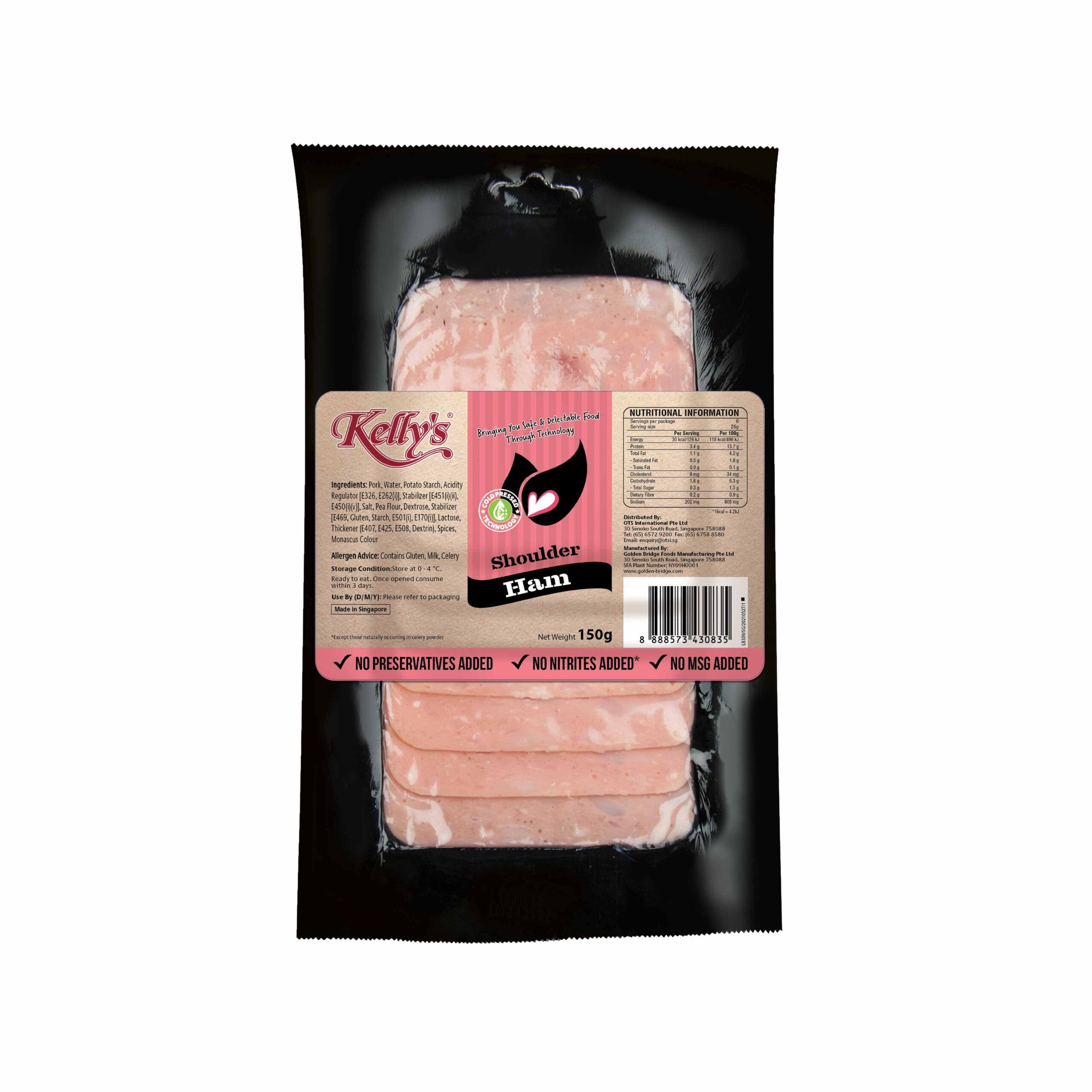 Kelly's Premium Honey Baked Ham/Shoulder Ham/ Breakfast Ham (No Nitrite/Nitrate, No Preservative) Chilled