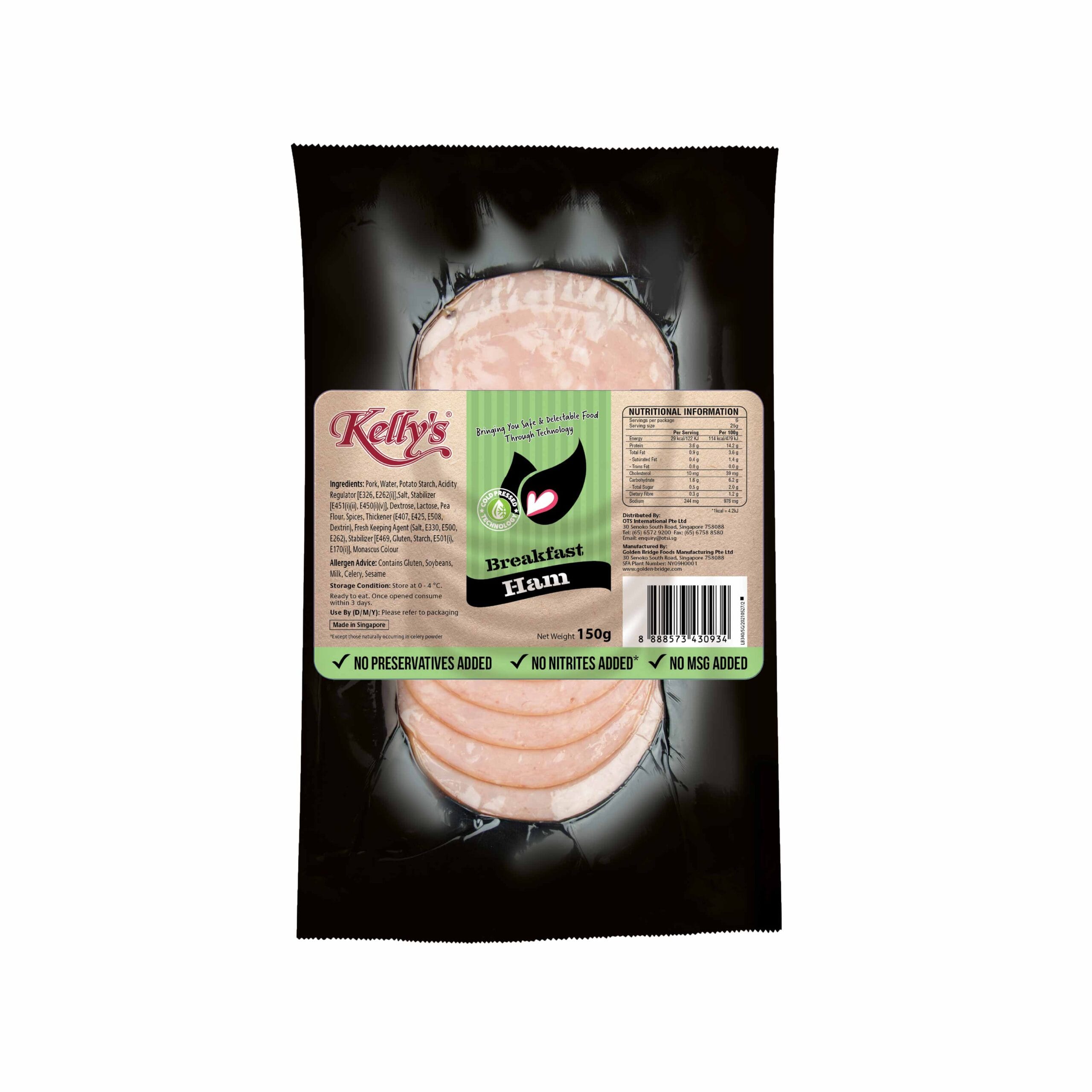 Kelly's Premium Honey Baked Ham/Shoulder Ham/ Breakfast Ham (No Nitrite/Nitrate, No Preservative) Chilled