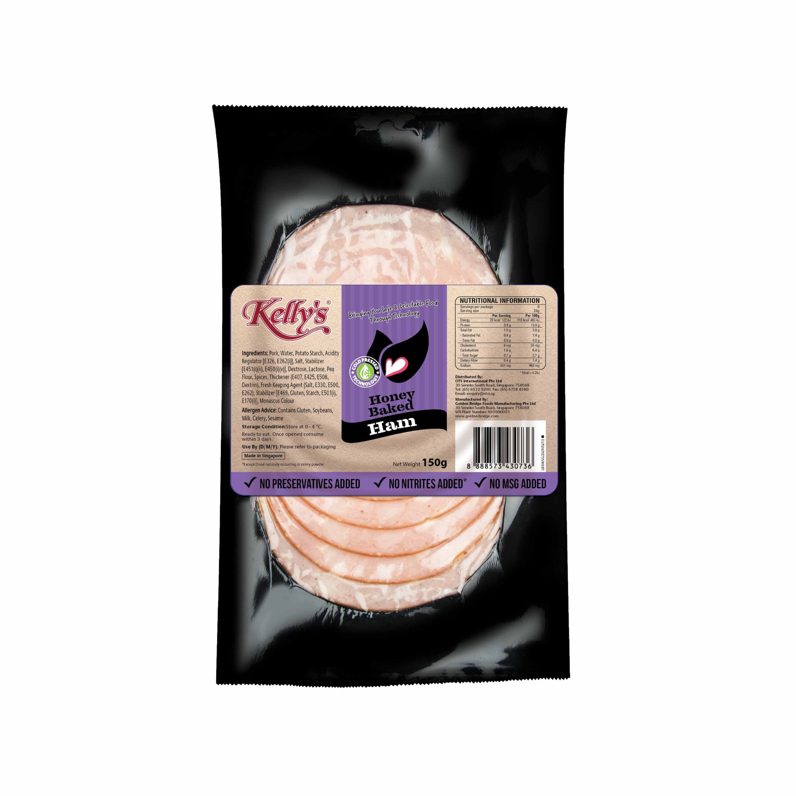 Kelly's Premium Honey Baked Ham/Shoulder Ham/ Breakfast Ham (No Nitrite/Nitrate, No Preservative) Chilled